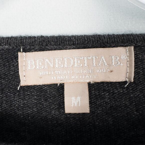 Benedetta B Merino Wool Cashmere Blend Ruffle Sweater Womens Medium Gray Chic - Picture 3 of 14